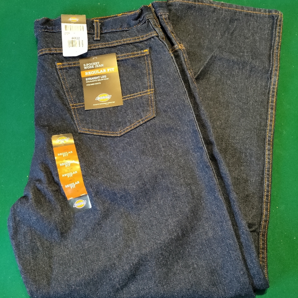 NEW Dickies 5 Pocket Work Jean Regular Fit Straight Leg 9393RNB Size 44x32.￼